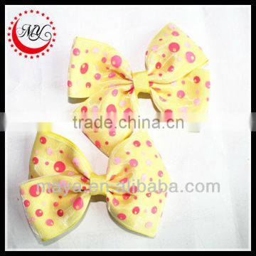 Beautiful novelty yellow glitter hair bows(approved by BV)