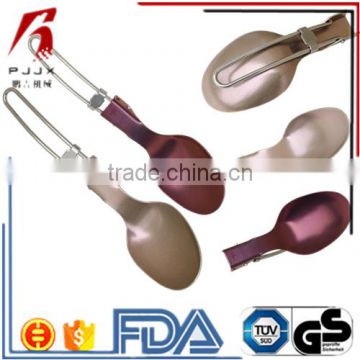 Titanium metal stainless outdoor rustless and ultralight foldable spoon