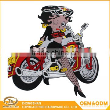Promotional factory diy custom motocycles biker sew on embroidery motorcycles patch