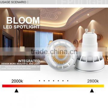 2015 newest design color changed 2000-2800K ra88 GU10 dimmable led cob light with 3 years warranty