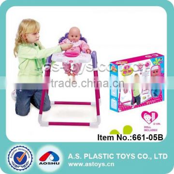 Play At Home funny girl pretend toy baby doll set with chair