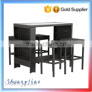 promotional price overstock exotic design outdoor wicker patio rattan bar stool table chair set
