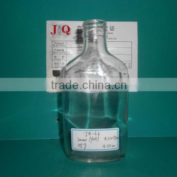 200ml clear flat glass spirit vodka bottle, flask glass bottle