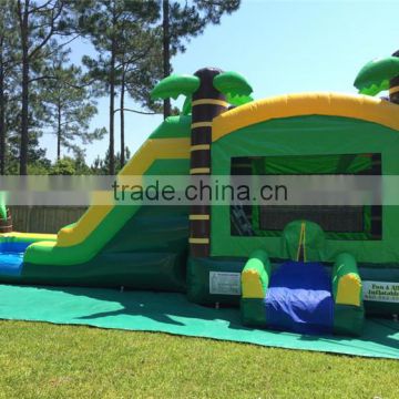 Tropical water slide selling,Inflatable BOUNCING combo for child,Forest Bouncy House with water slide rentals