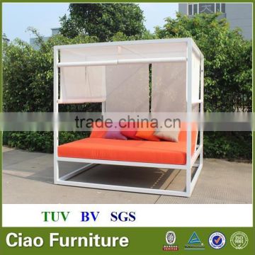 outdoor leisure aluminum bed beach sun bed with curtain