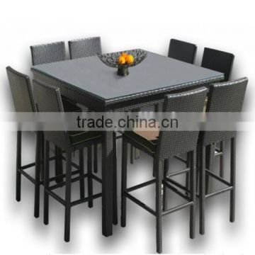 Luxurious 9 Pics Wicker/Rattan Outdoor Furniture Bar Chair Set