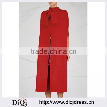 Wholesale Ladies Apparel Neck Ties Red Wool and Cashmere Blend Cape(DQE0356C)