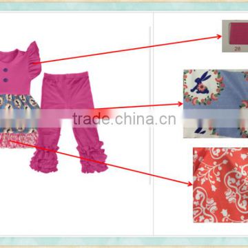 New style Ibear Garment kids clothing children flutte sleeve outfit wholsesale in alibaba
