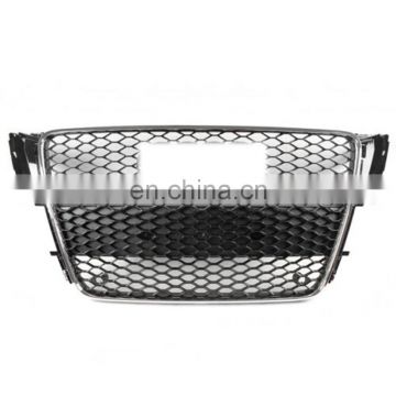 Chrome Frame Black Mesh W/Chrome Rings RS5 Style Grille Fit 09-11 for Audi A5 S5