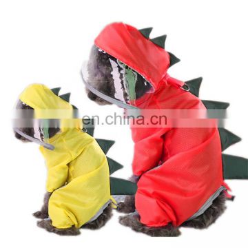 Summer Four legged reflective strip small dog dinosaur raincoat