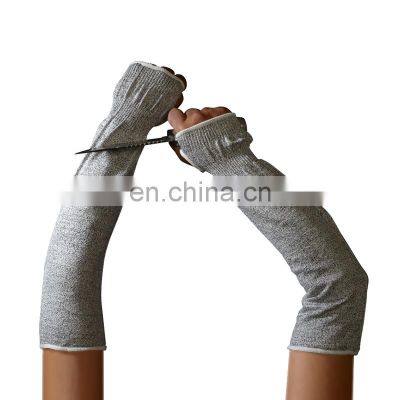 HPPE Anti Cut Resistant Long Sleeves with Thumb Hole level 5 extra long cuff arm protection