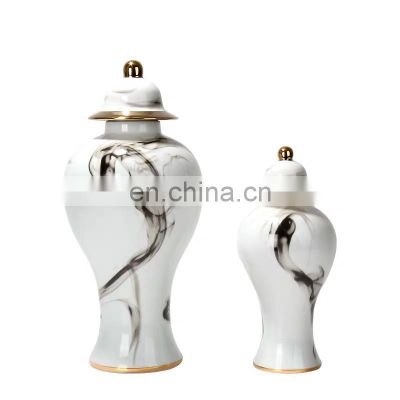 Jinddezhen gold plating ink ceramic temple antique chinese Luxury Home Decor porcelain ginger  jar
