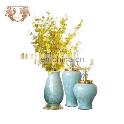 Light Blue Chinese China Ceramic Round Large Vase