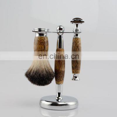 Bamboo Eco Friendly Cut Throat Razor,Shaving Brush And Bamboo Shaving Stand