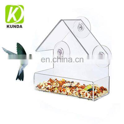 Clear Acrylic Wind Bird Feeder  Birdhouse Mixed Seed with Tray for Viewing