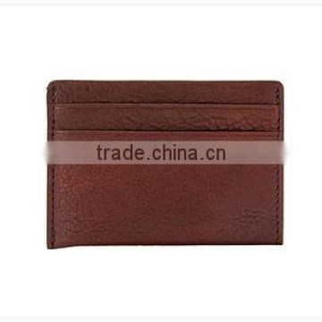 Factory wholesale simple design genuine leather card case with 4 card slots