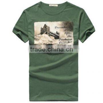 green fashion round neck printing t shirt for men