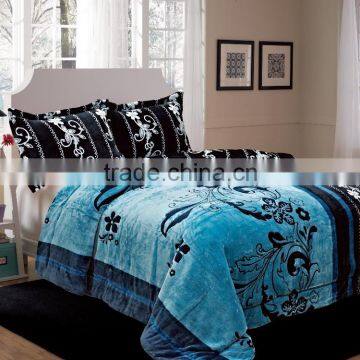 100% polyester thick flannel/polar fleece blanket with sherpa#3korean style