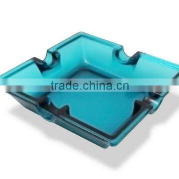 Handmade blown Vintage Blue Glass Ribbed Ashtray square shaped unique design leadfree customized