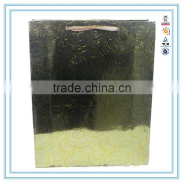 Eco hot stamping gold foil paper bag & paper shopping bag with handles