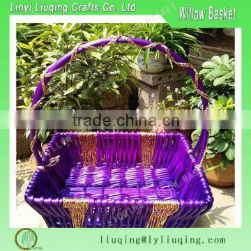 wholesale painted cheap wicker fancy holiday wedding gift basket with long handle rectangle                        
                                                Quality Choice