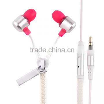 Light silver zipper earphone with high quality driver best selling mobile accessories zip earphone free samples from shenzhe
