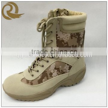 Leather camouflage tactical combat military boots with zipper for man