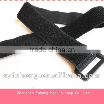 Stretch Black adjustable custom elastic hook loop strap