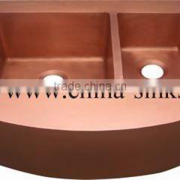 Rounded front copper sink