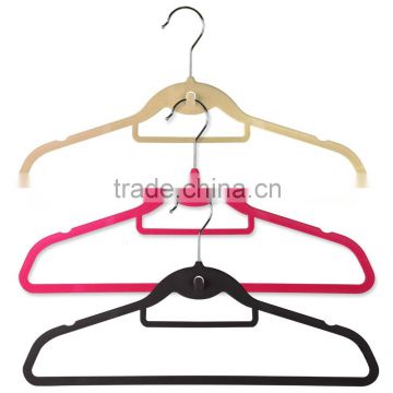 Flocked Suit Hanger with Tie Bar and Cascading Hook