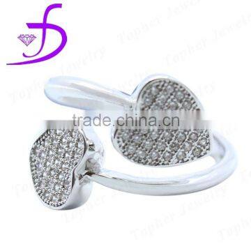 Hot sale 925 sterling silver heart design open ring for girl