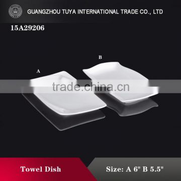 Small square ceramic chafing towel dish for restaurant