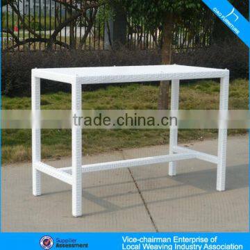 New product white rectangle garden rattan bar table