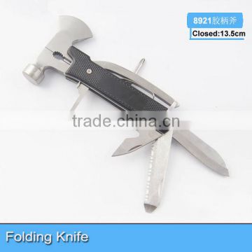 2014 New arrival multi function camping axe hammer tools 8921Rubber handle
