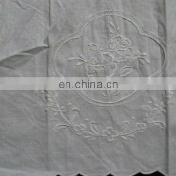 Embroidery flower linen tea towel in white color