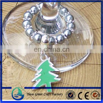 Wine glass pendant - christmas tree - Glass Markers