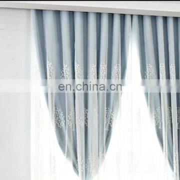 Wholesale white embroidered voile drapes pure color solid full shade cloth double layer one-piece blackout decoration curtains
