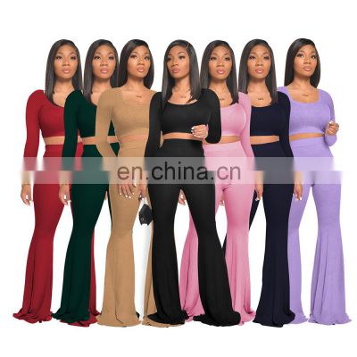 2021 Two Piece Set Women Clothing,2 Piece Set Women,Sexy Costumes Crop Top Matching Sets Outfit Two Piece Pants Set