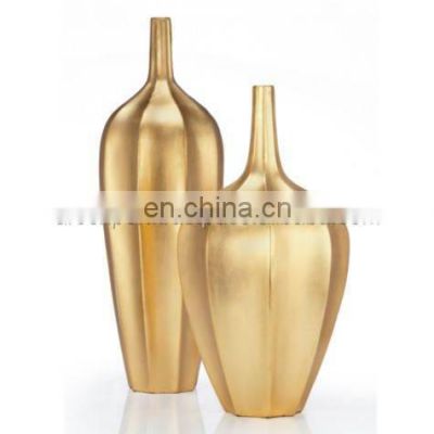 golden powder coated metal flower vases