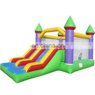 0.55mm PVC commercial inflatable bounce house jumping bouncy castle with double slide