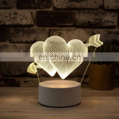 Modern Creative Acrylic Night Table Light Lamp Kids 3D Multicolor Change 3D Visual Table Light