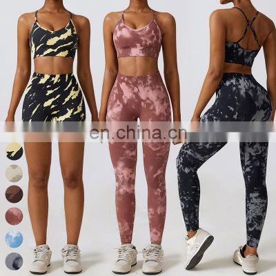 Wholesale Clothing 2 Piece Suit Quick Dry Butt Lift Camouflage Sport Bra Leggings Gym Fitness Sets Seamless Yoga Set For Women