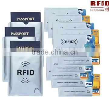 Aluminum foil rfid blocking card sleeve for Credit Card and Passport sleeve protector