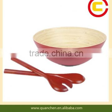 Red lacquered bamboo bowls
