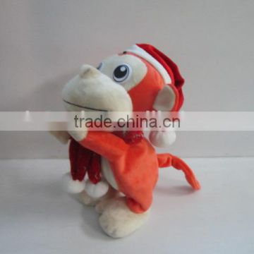 orange happy dancing monkey with Christmas hat