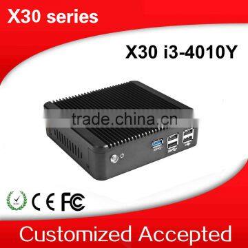 Low Price X30-4010Y HD 4000 1.7G HZ Thin Mini Itx Fanless i3 Fanless Desktop PC Support MIC 4G RAM 500G HDD