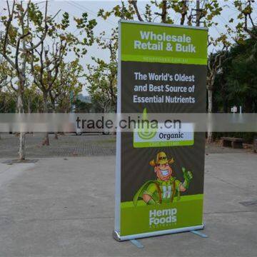 outdoor folding screen banner stand with spring and heavy iron foot
