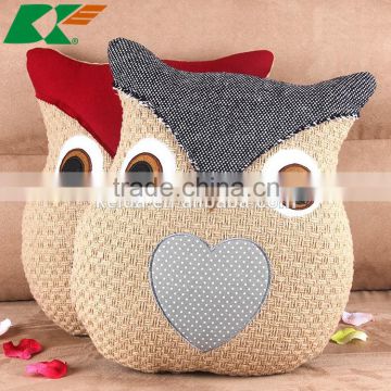 rural idyll cotton and linen hold pillow cartoon owl cushion cover creative home back cushion woolen yarn stitching