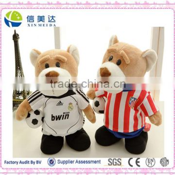 The World Cup soccer teddy bear baby/Music plush bear electric sining walking doll