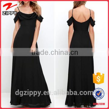 Wholesale Fashionable Simple Black Long Maxi Dress